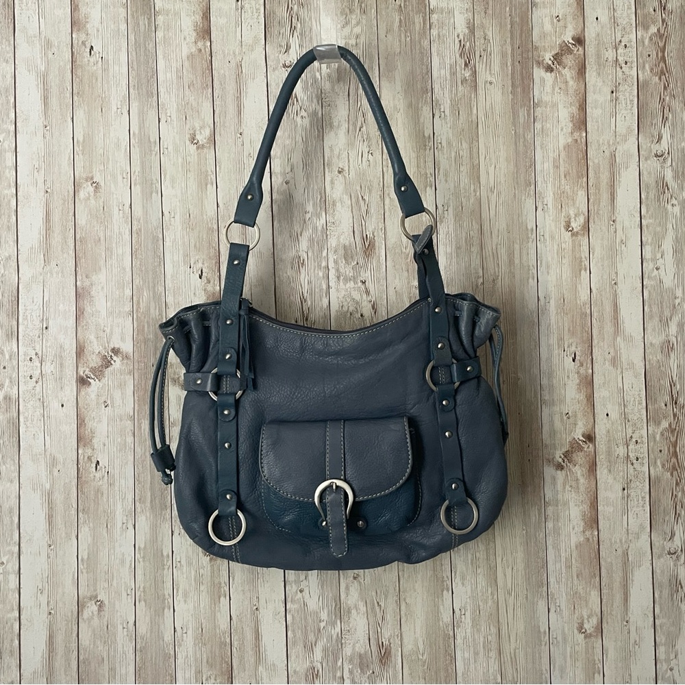 Michael Rome Designs Blue Leather Shoulder Bag 10/12/3” Used
